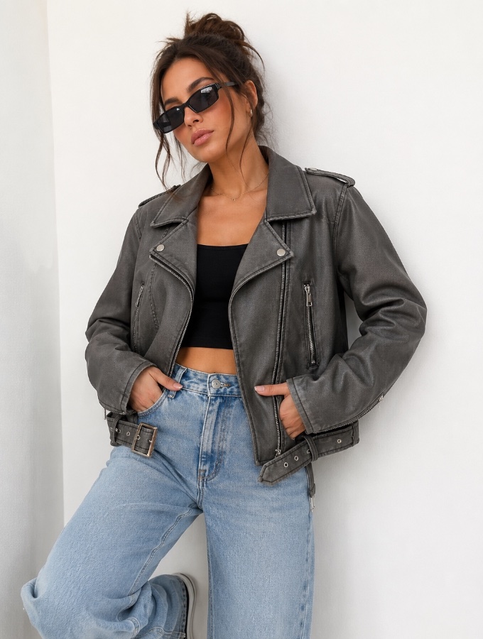 Campera Biker Washed