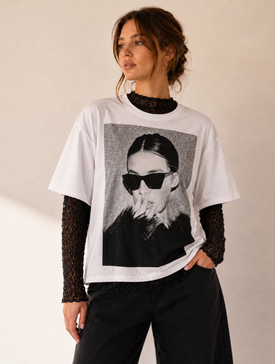 Remera boxy peinado